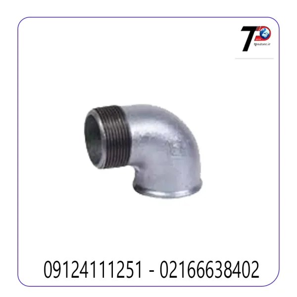 چپقی 90 درجه گالوانیزه دنده ای چینی