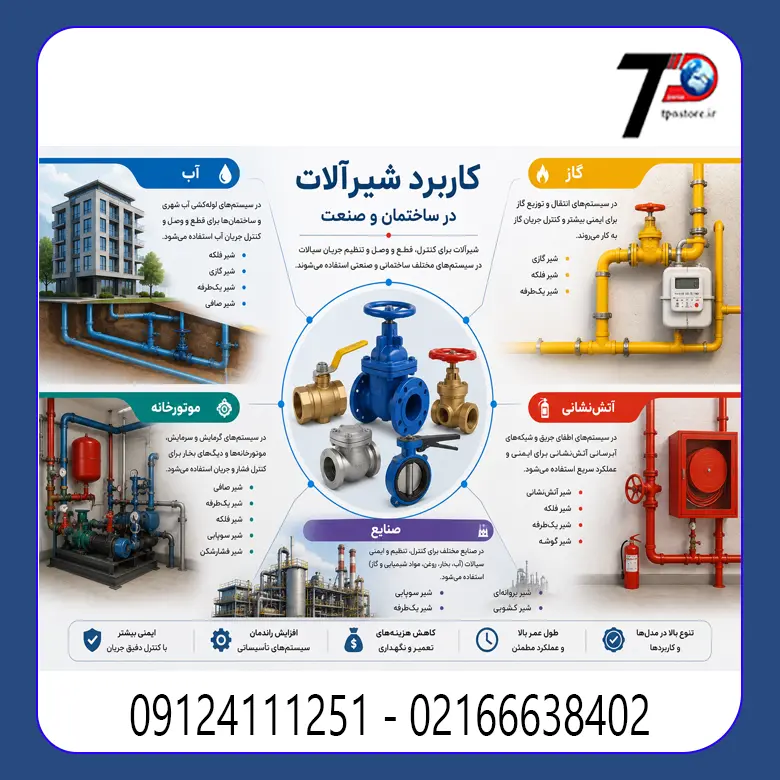 کاربرد انواع شیرآلات در سیستم آب، گاز، موتورخانه و صنایع